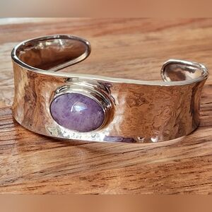 VINTAGE SIGNED! RARE MEXICO 925 Sterling Silver Purple Charoite Cuff Bracelet!
